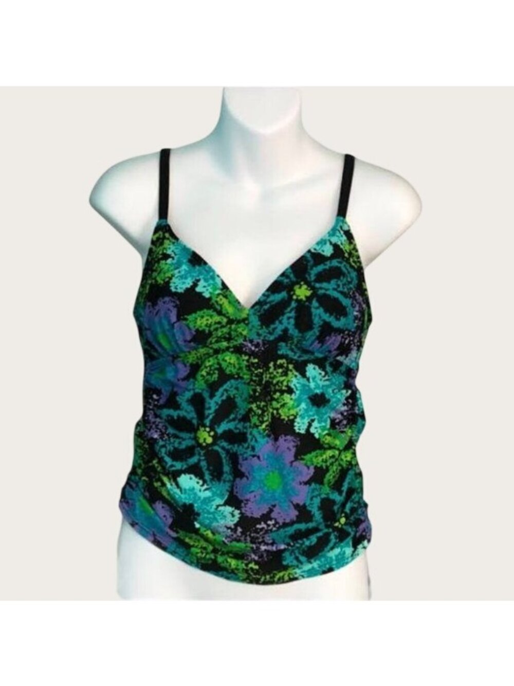 Floral Tankini Swim Top Womens Size 8 Vacation Beach Pool Summer Fun